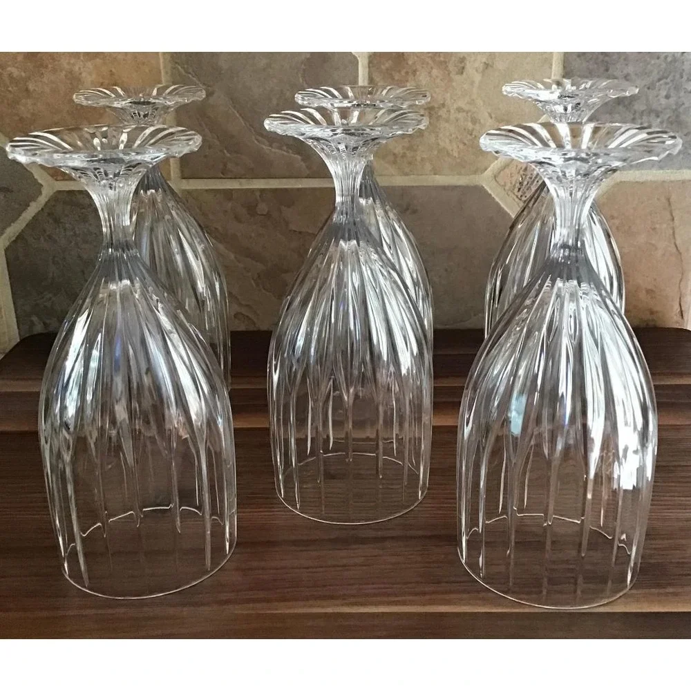 Vintage Mikasa Park Lane Set of 6 Clear Glass Water Goblets Stemmed 7